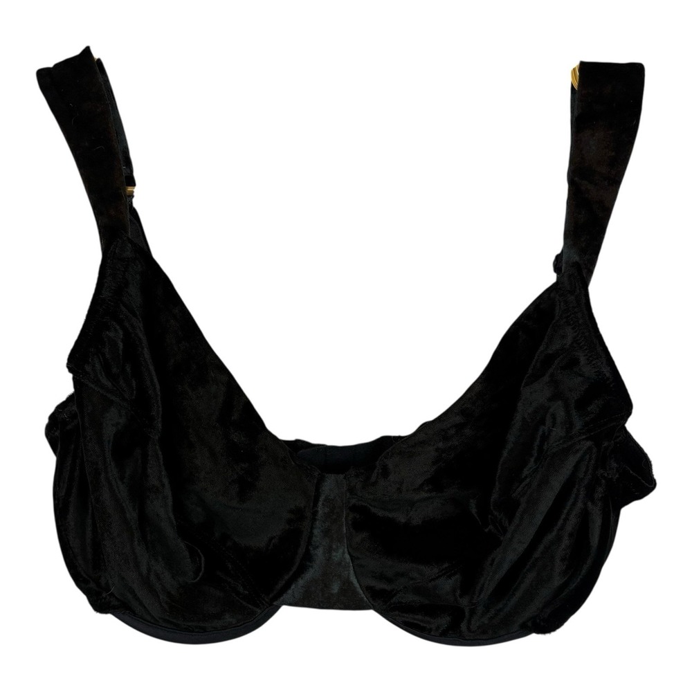 Vintage Black Velvet Balconette Bra Size 38D Made in USA